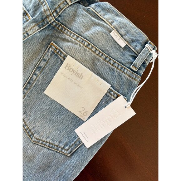 Boyish NWT Billy High Rise Skinny Distressed Jeans Button Fly Raw Hem Size 26 - Picture 5 of 13